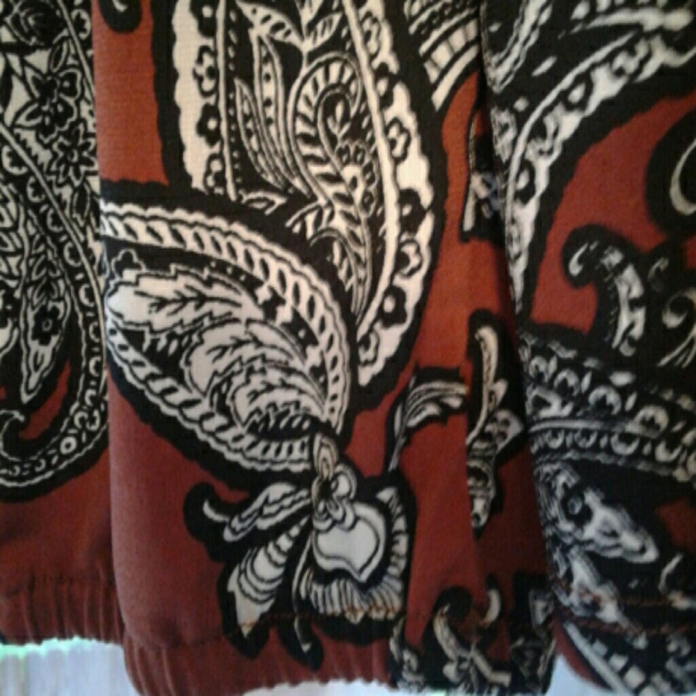 INC Rust/Black Ruffle-Neck Blouse,Like New - Picture 3 of 6
